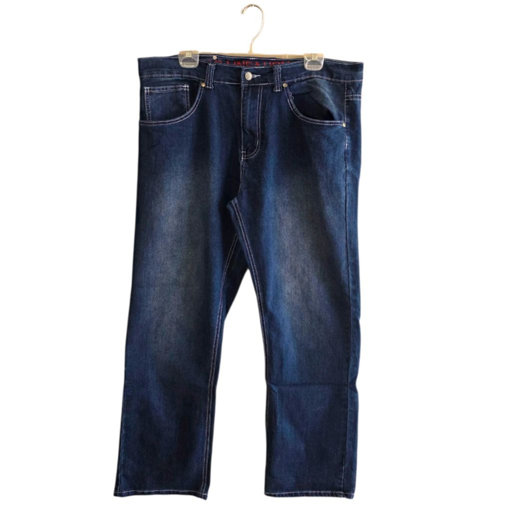 Linea Uomo Relaxed Straight Fit Blue Jeans Men's 36X32 White Stitching